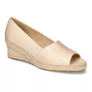 Easy Street Jasper Peep Toe Wedges Women’s 8W Natural Wedge Shoes New